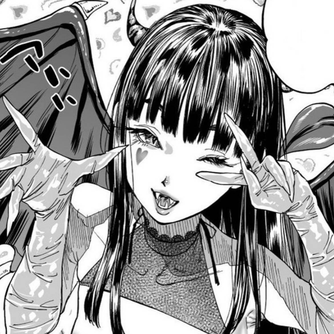 悪魔の女の子の美的でエッジの効いたアニメPFP 壁紙