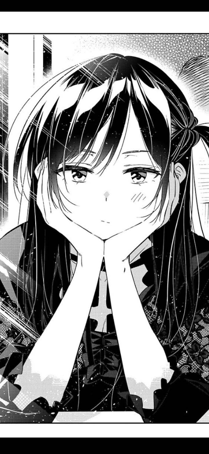 悲しげなアニメ少女の白黒マンガストリップ 壁紙