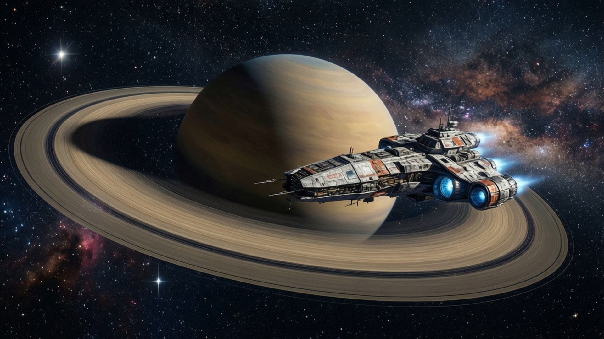 惑星上空の宇宙船 壁紙