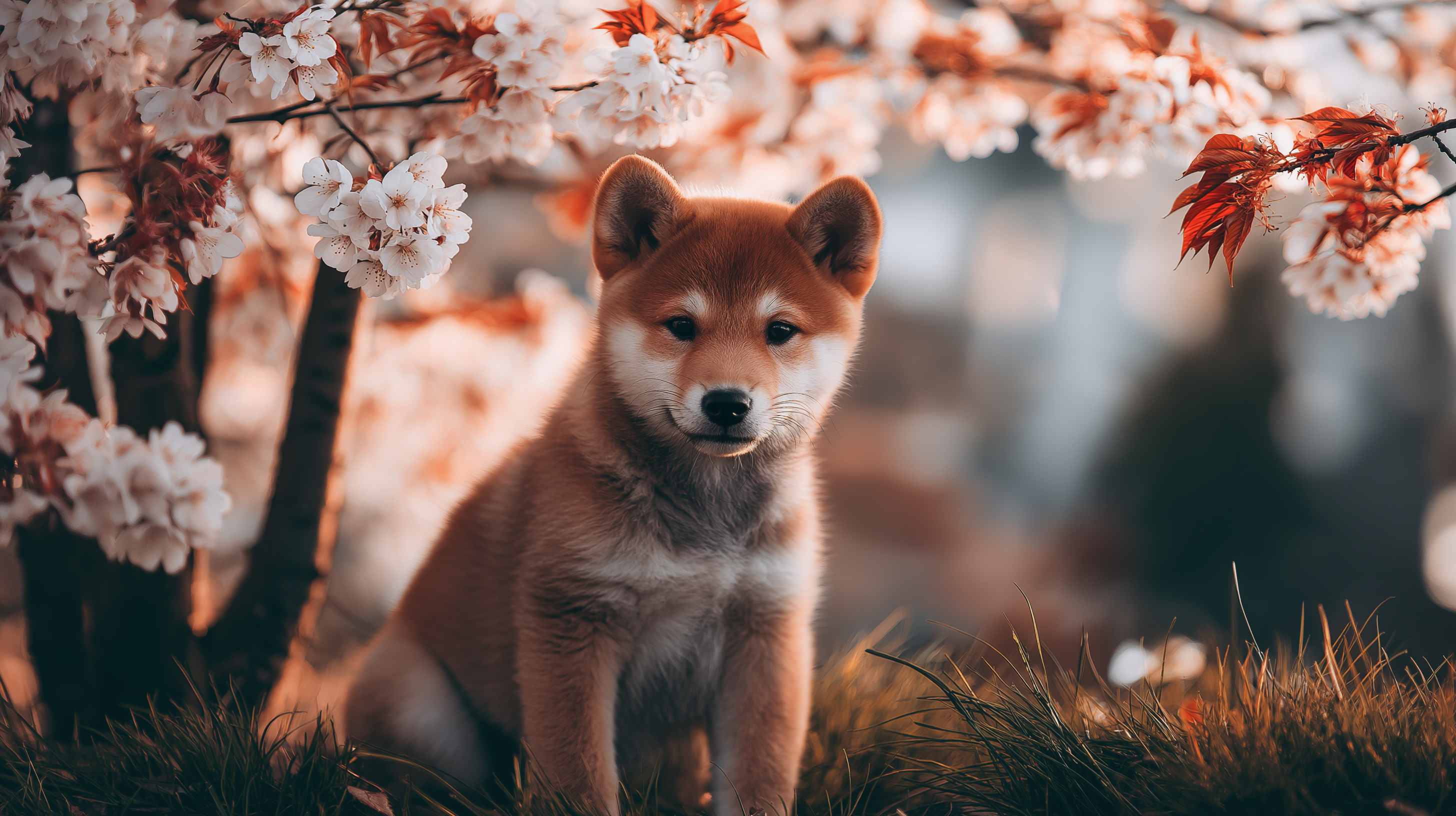 愛らしい柴犬の子犬 壁紙