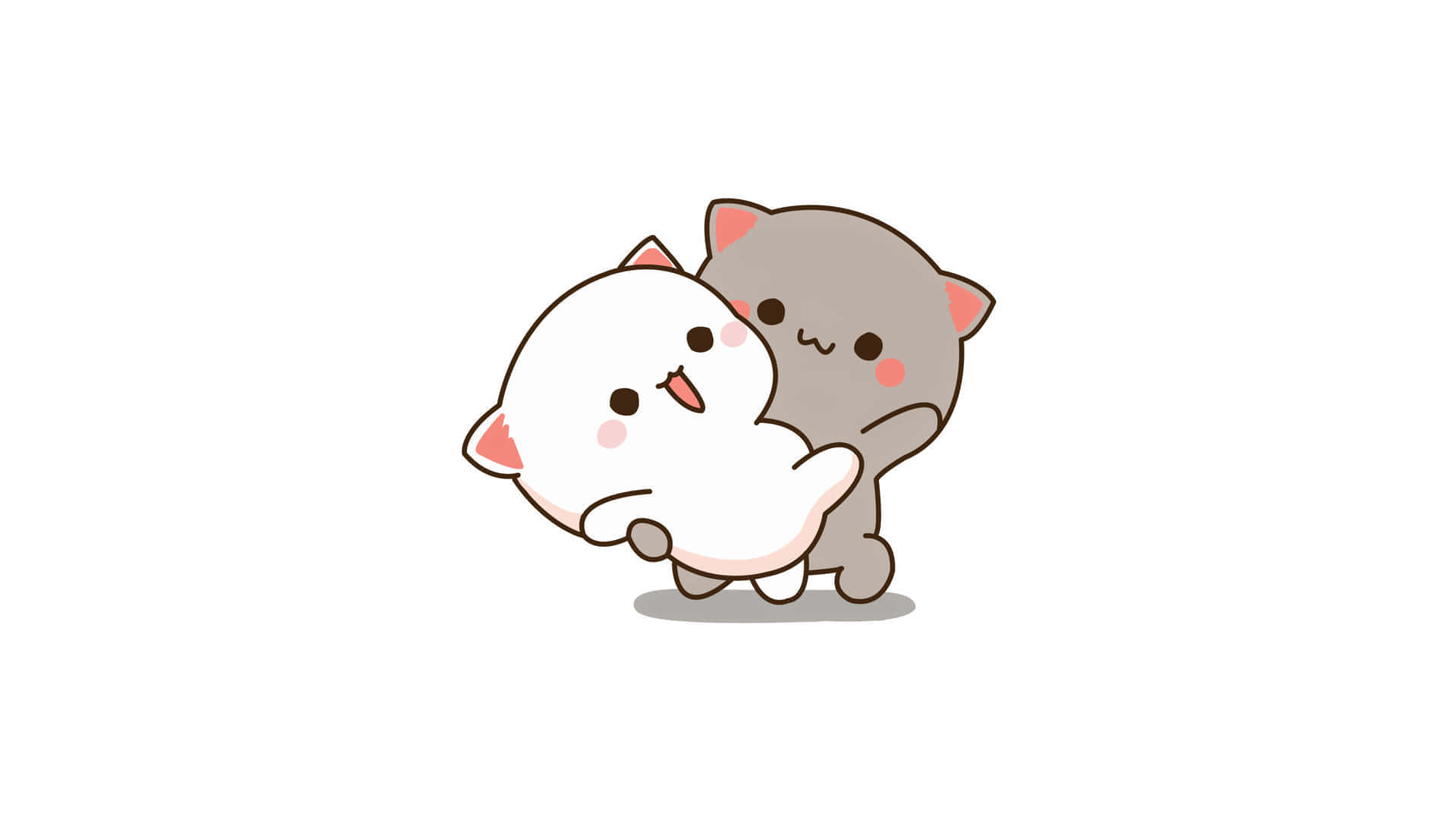 愛らしい漫画の猫たちが踊る 壁紙