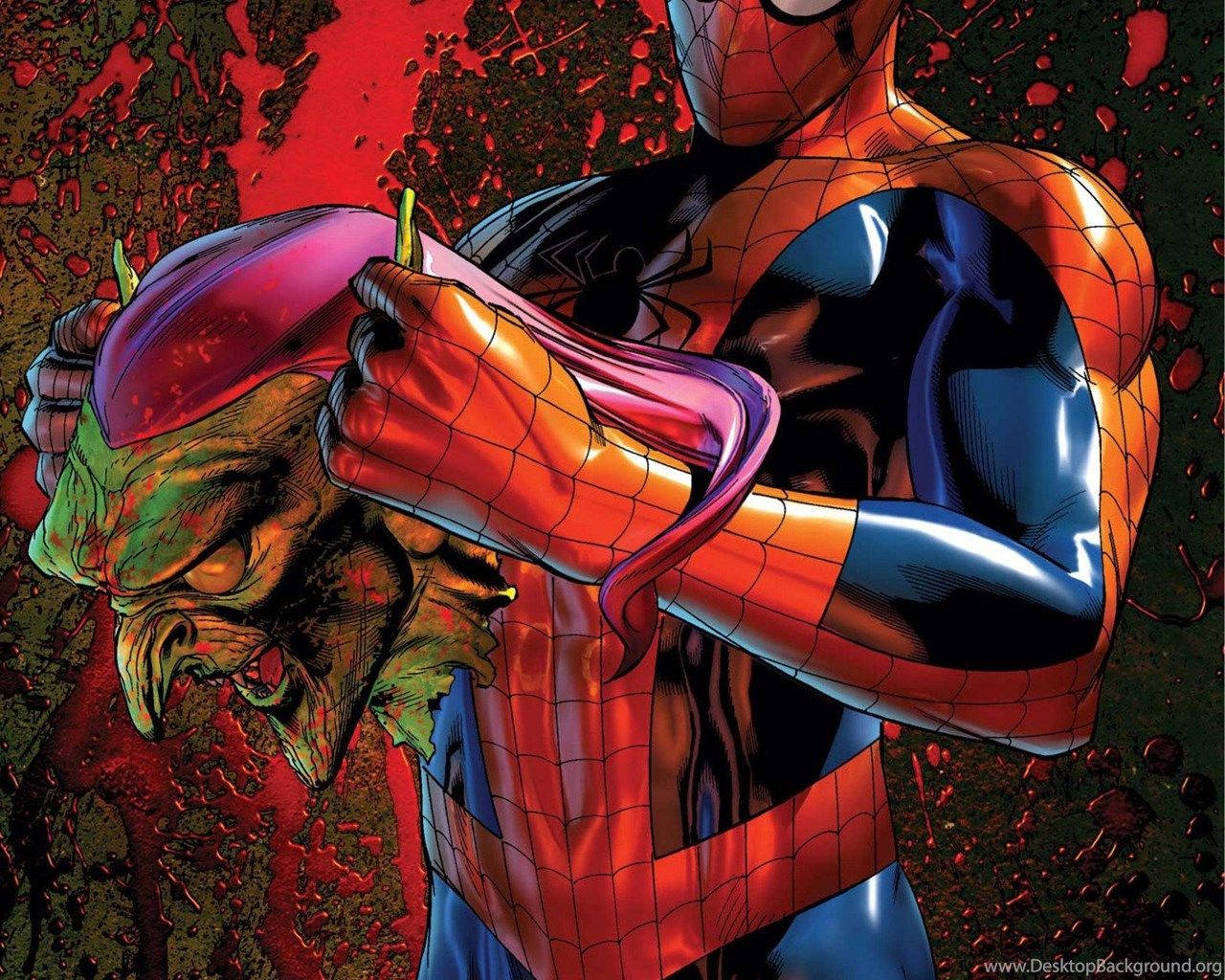 スパイダーマン、グリーンゴブリンのマスクをかぶった壁紙