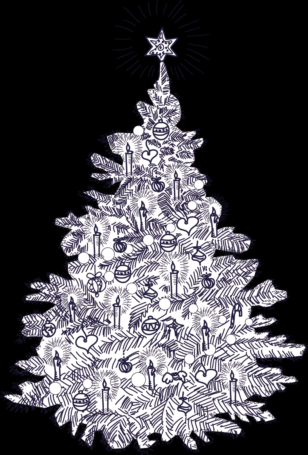 手描きのクリスマスツリーイラスト 壁紙