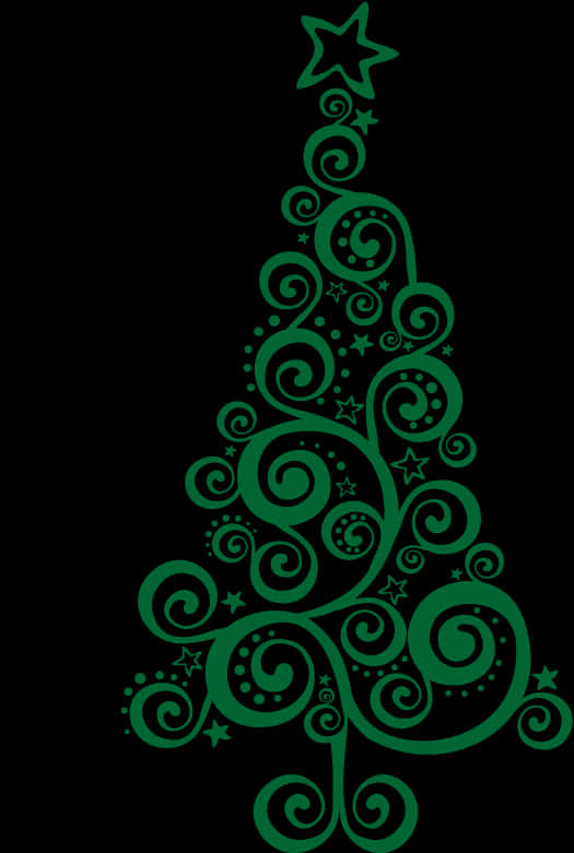 抽象的な渦巻き模様のクリスマスツリーデザイン 壁紙