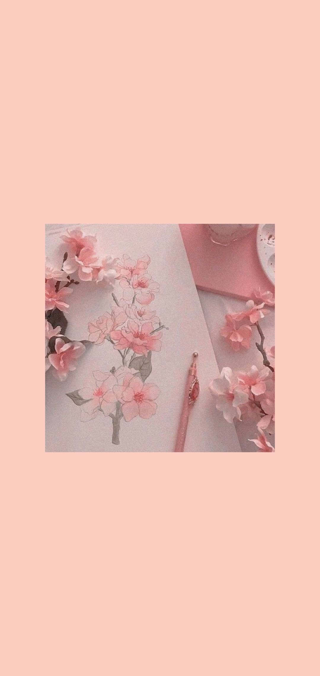描かれた桜の美しいイラスト 壁紙