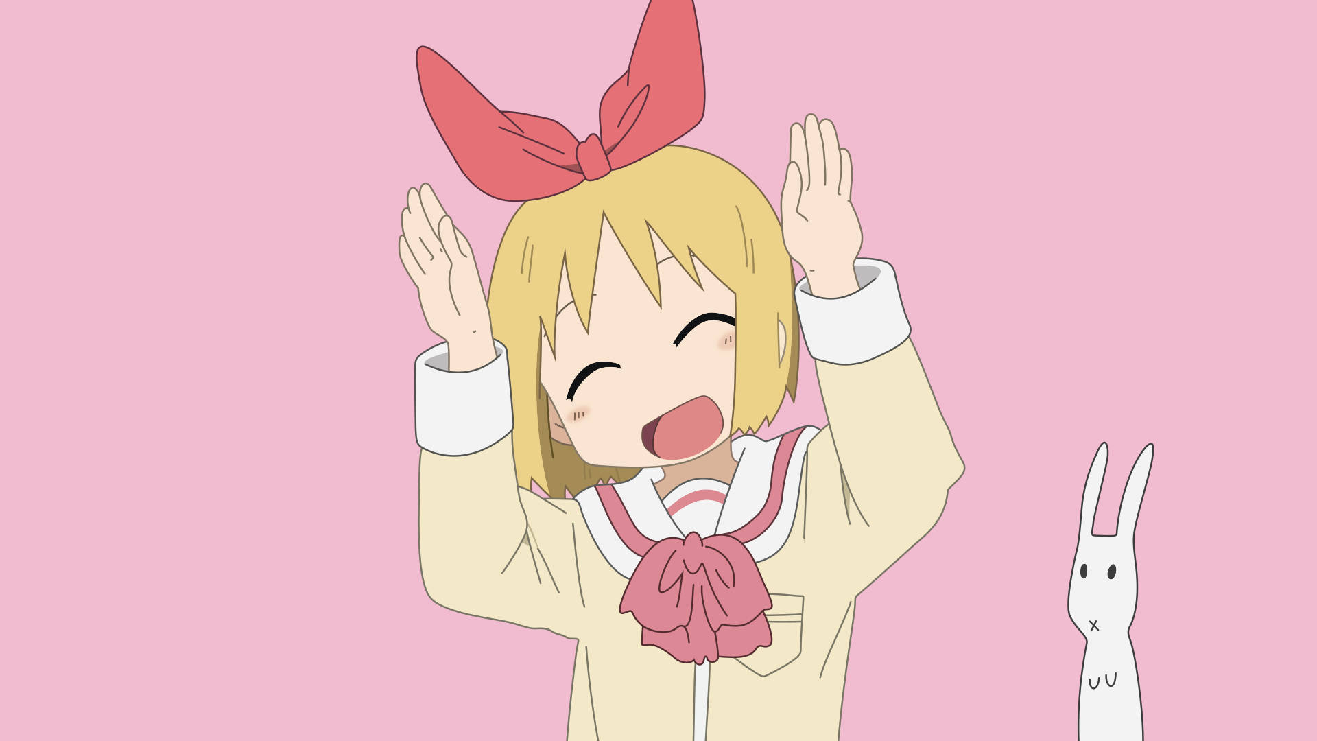日常 ハルナとウサギの幸せなひととき 壁紙