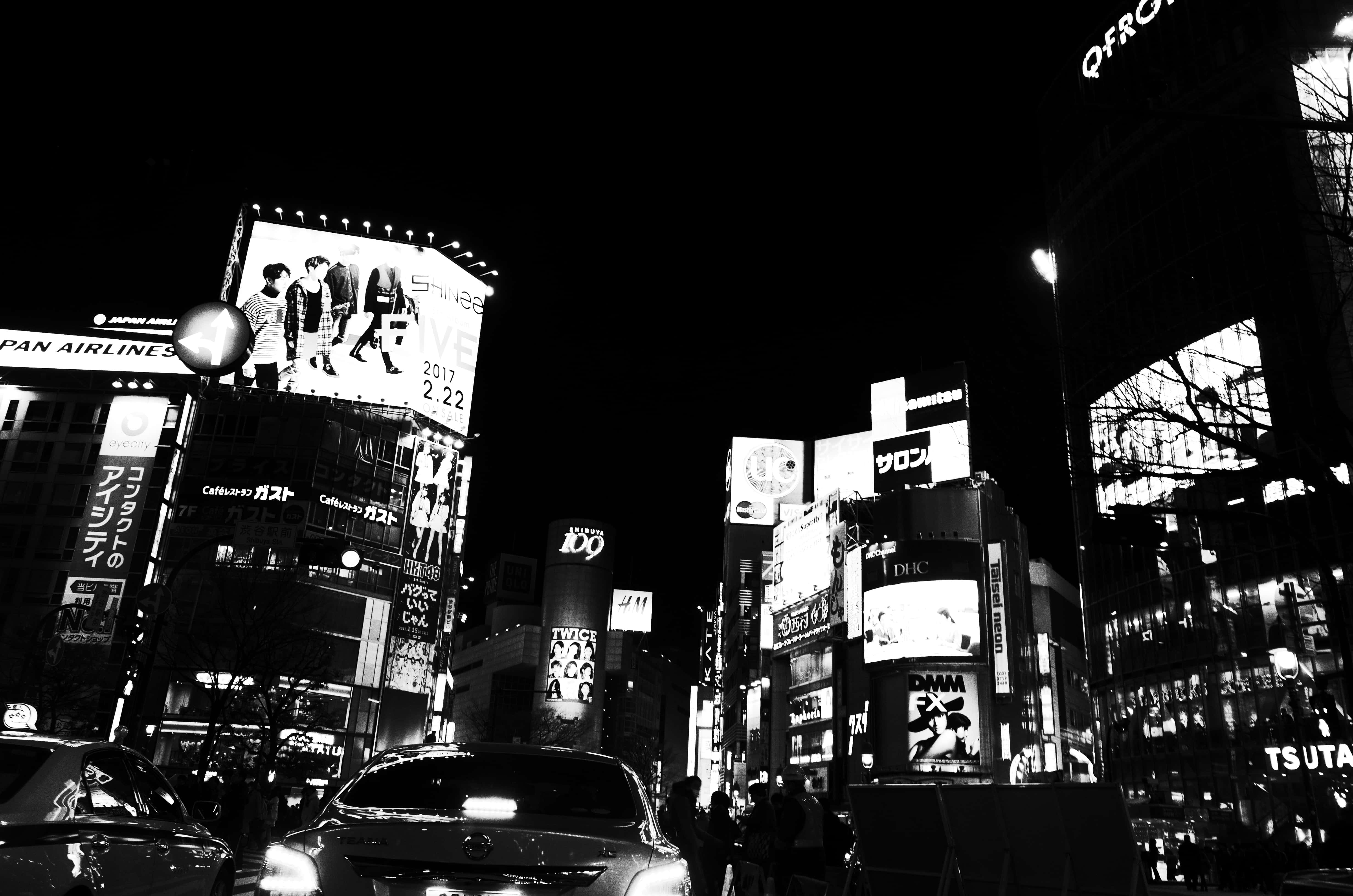 日本 白黒 渋谷 壁紙