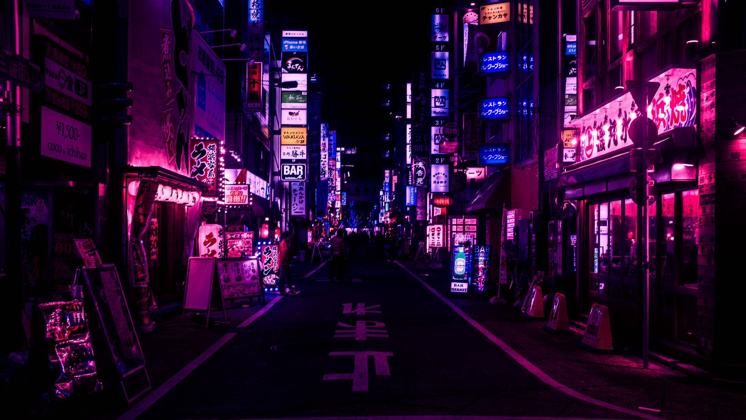 日本の街並み パープル アート 壁紙
