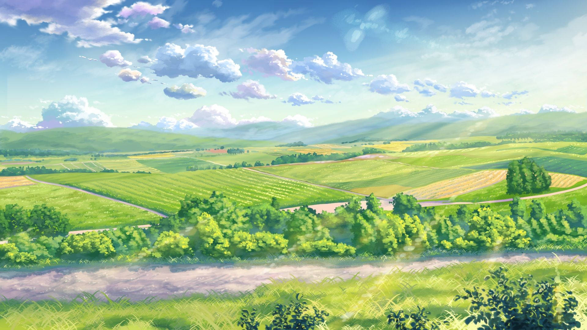日本の農場アニメ風景 壁紙
