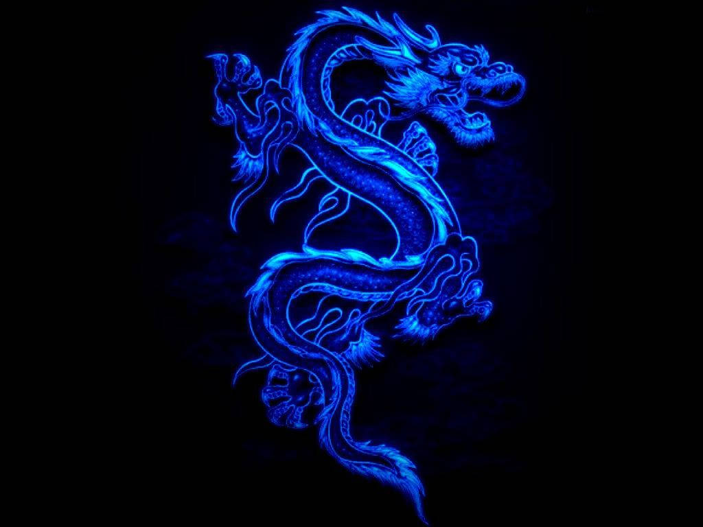 日本の龍アート 光る青龍 壁紙
