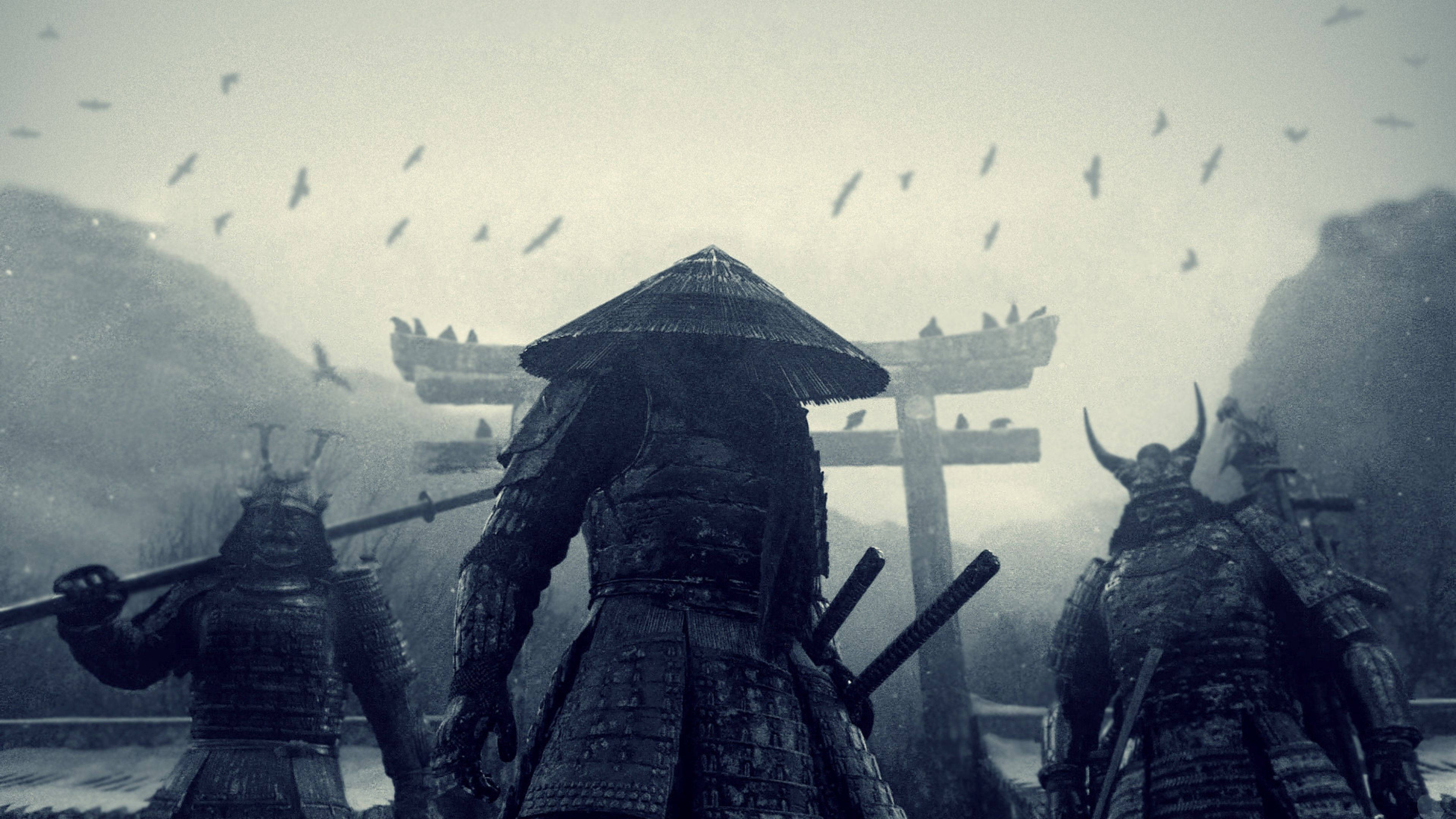 日本刀を構える三人の侍 壁紙