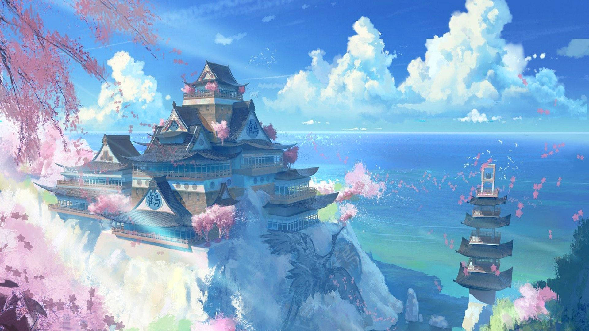 日本城アニメ風景 壁紙