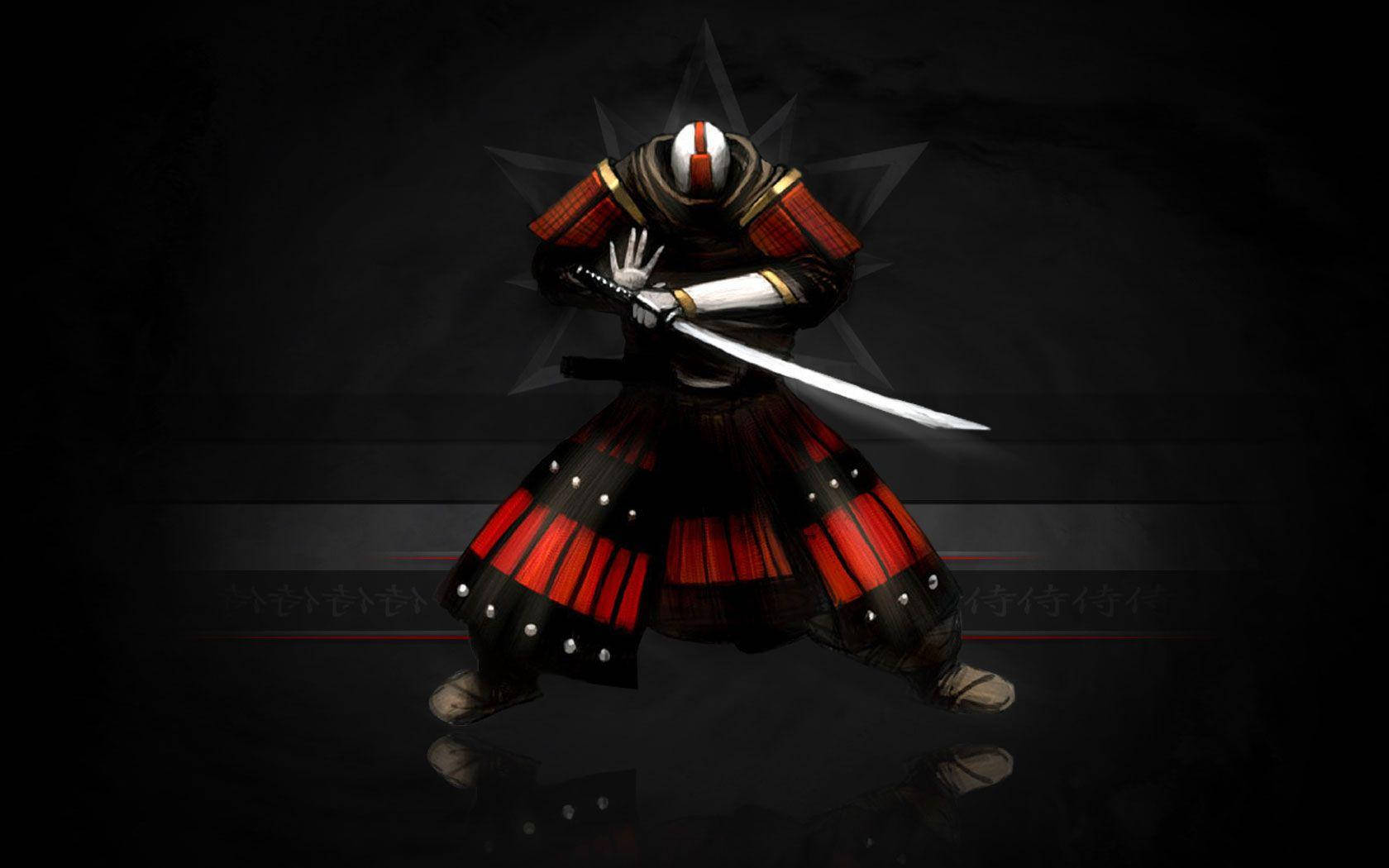 日本武士 暗黒背景 壁紙