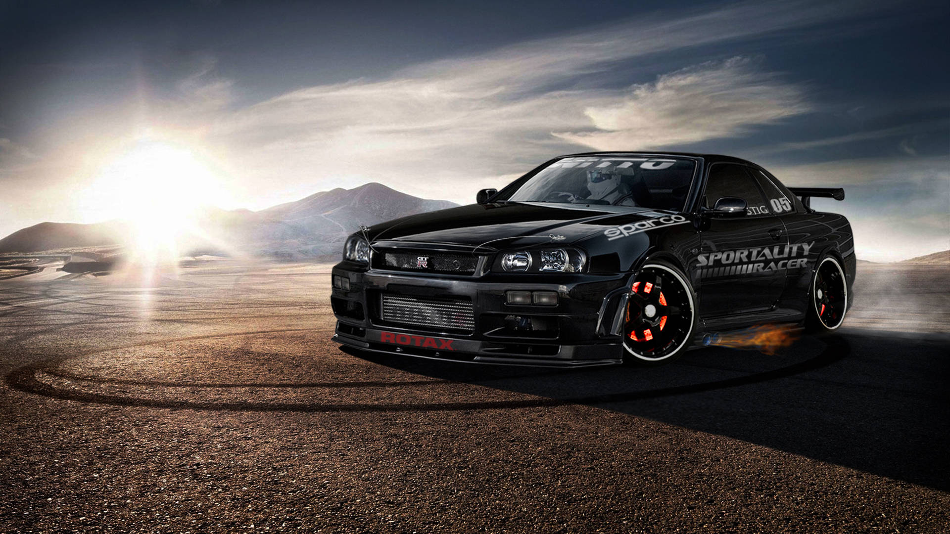日産スカイラインGT-R R34 ドリフトカー 壁紙