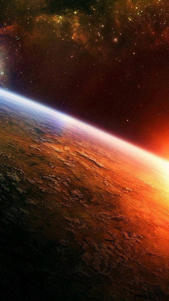 明るいオレンジの惑星 スペース iPhone 壁紙