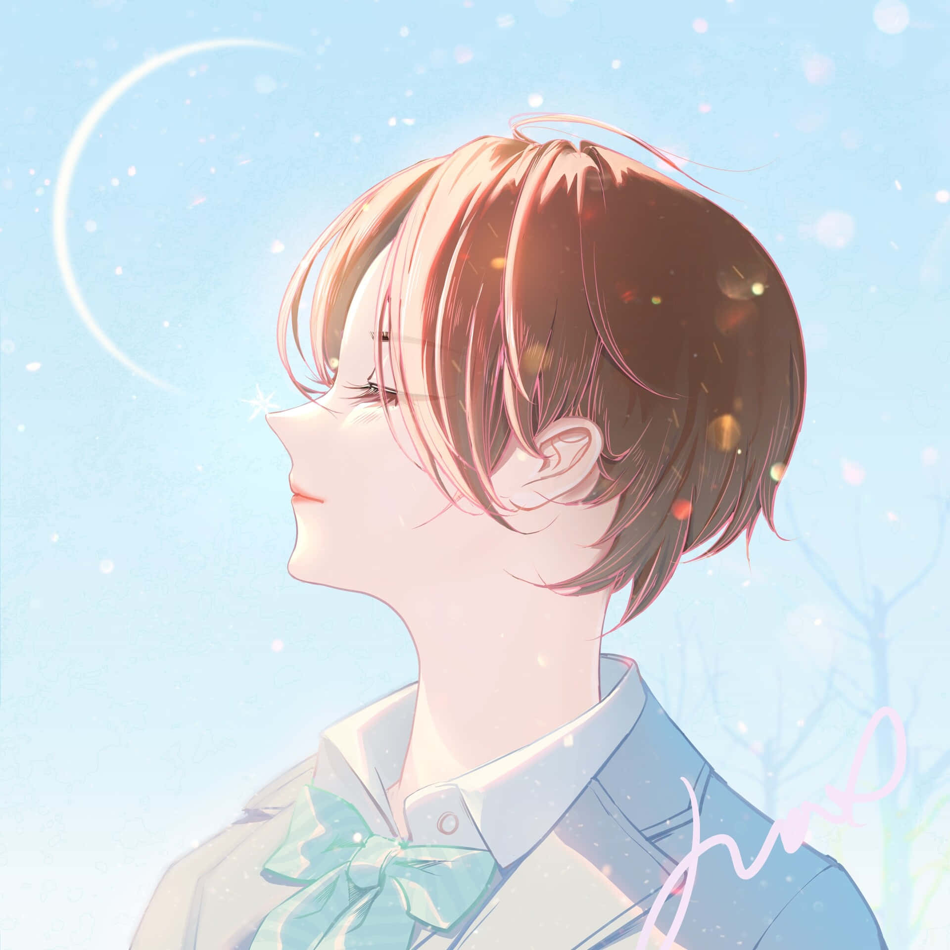 明るい少女のマッチングアニメプロフィール画像 壁紙