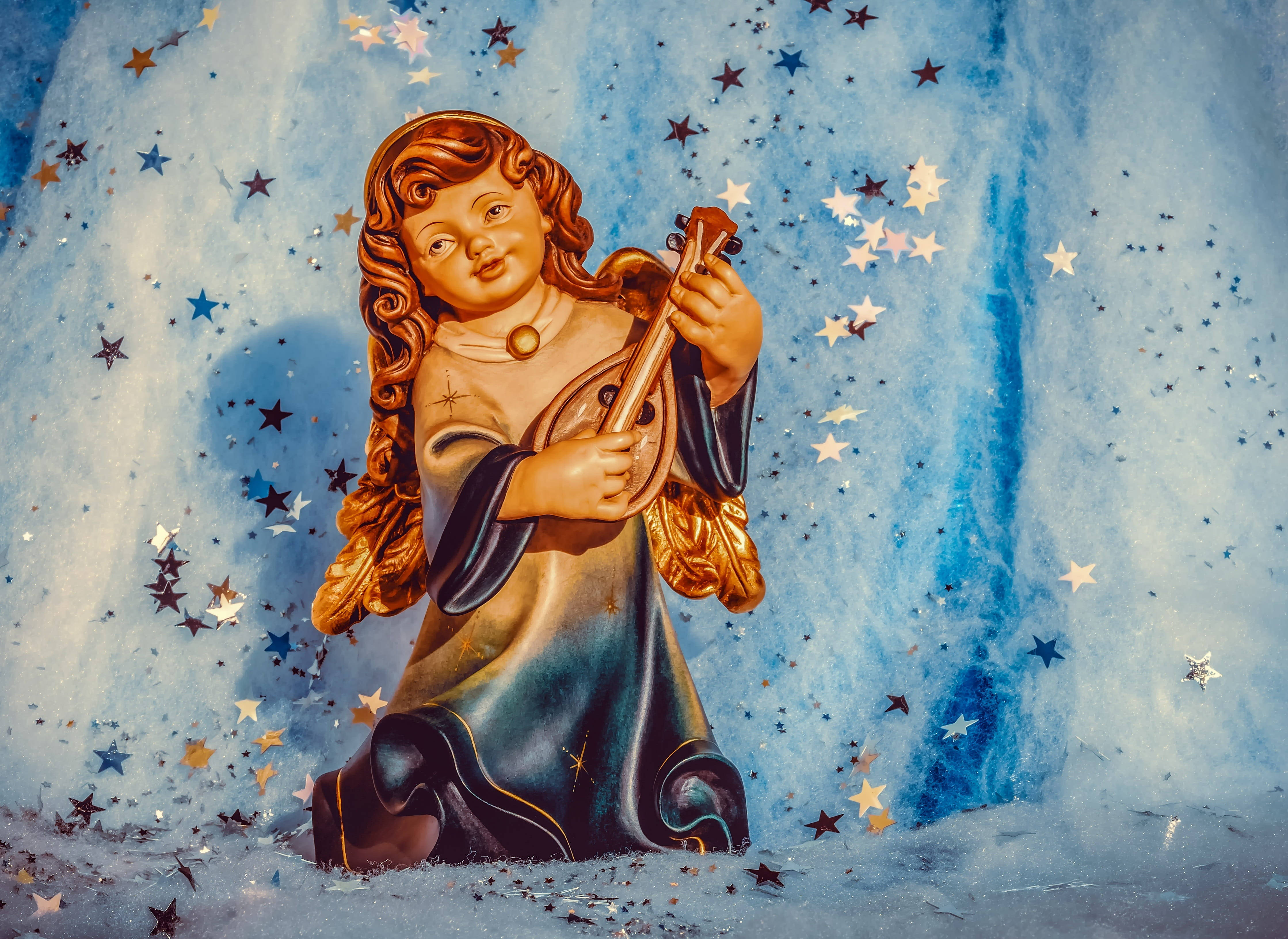 星々と共に奏でるクリスマスエンジェル 壁紙