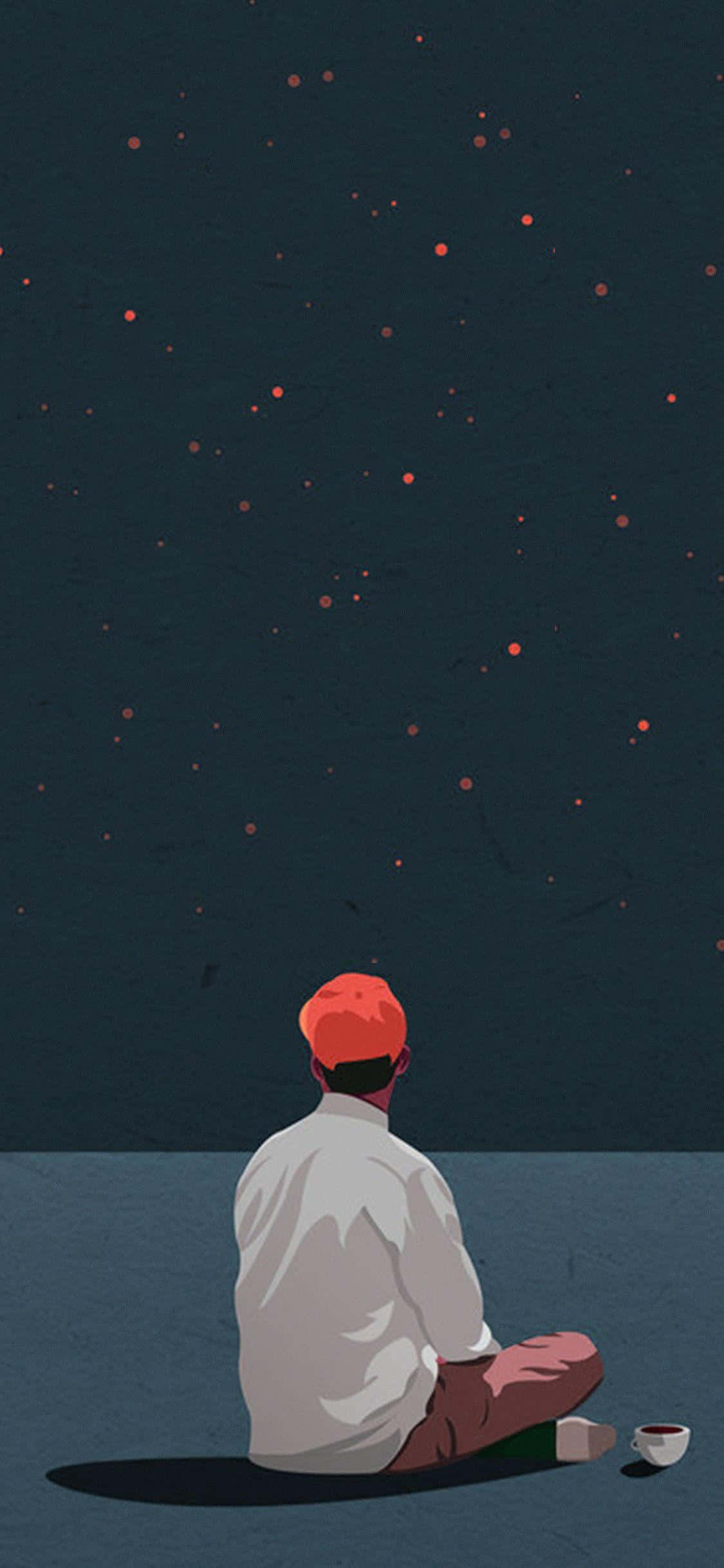 星を見つめる孤独な人 壁紙