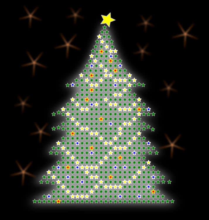 星空のクリスマスツリーイラスト 壁紙