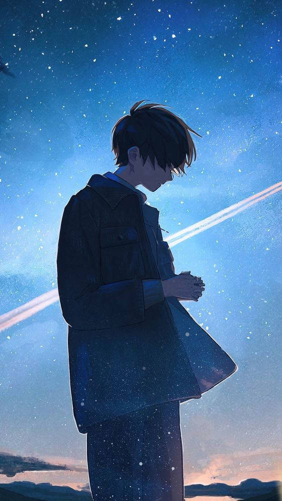 星空の下、孤独な少年 アニメ 壁紙