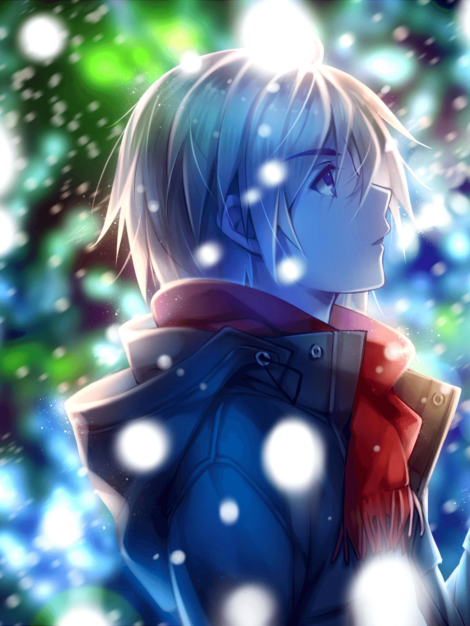 星空の下で物思いにふけるアニメキャラクター 壁紙
