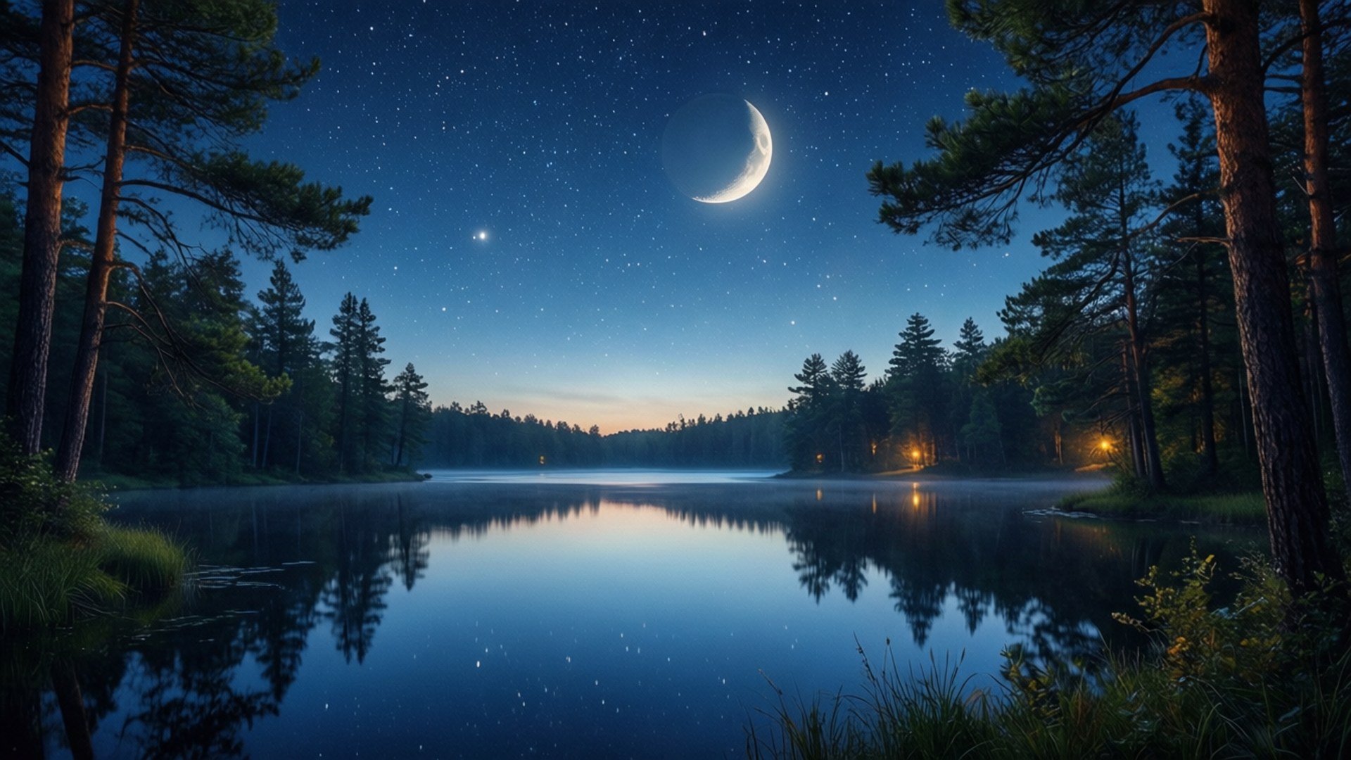 星空の湖の夜 壁紙