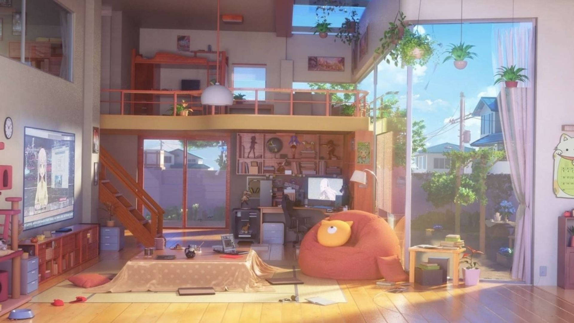 昼間のアニメ部屋 壁紙