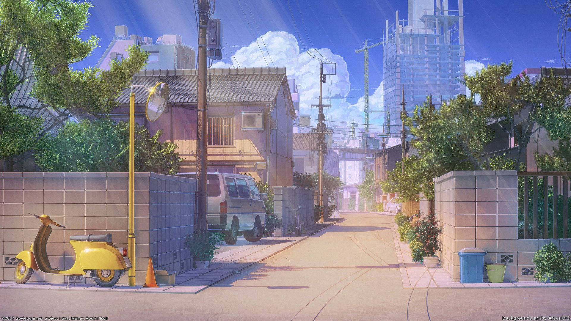 昼間の日本のアニメ風ストリート