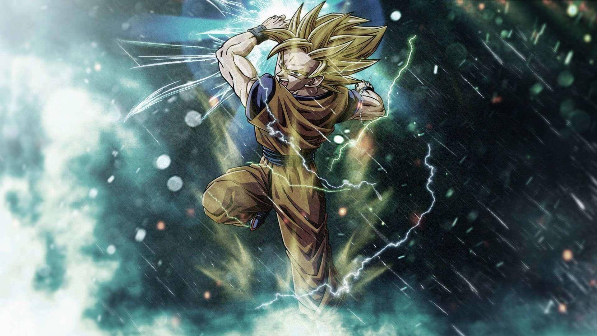 暗い緑の雨の中の悟空 ドラゴンボール超 壁紙