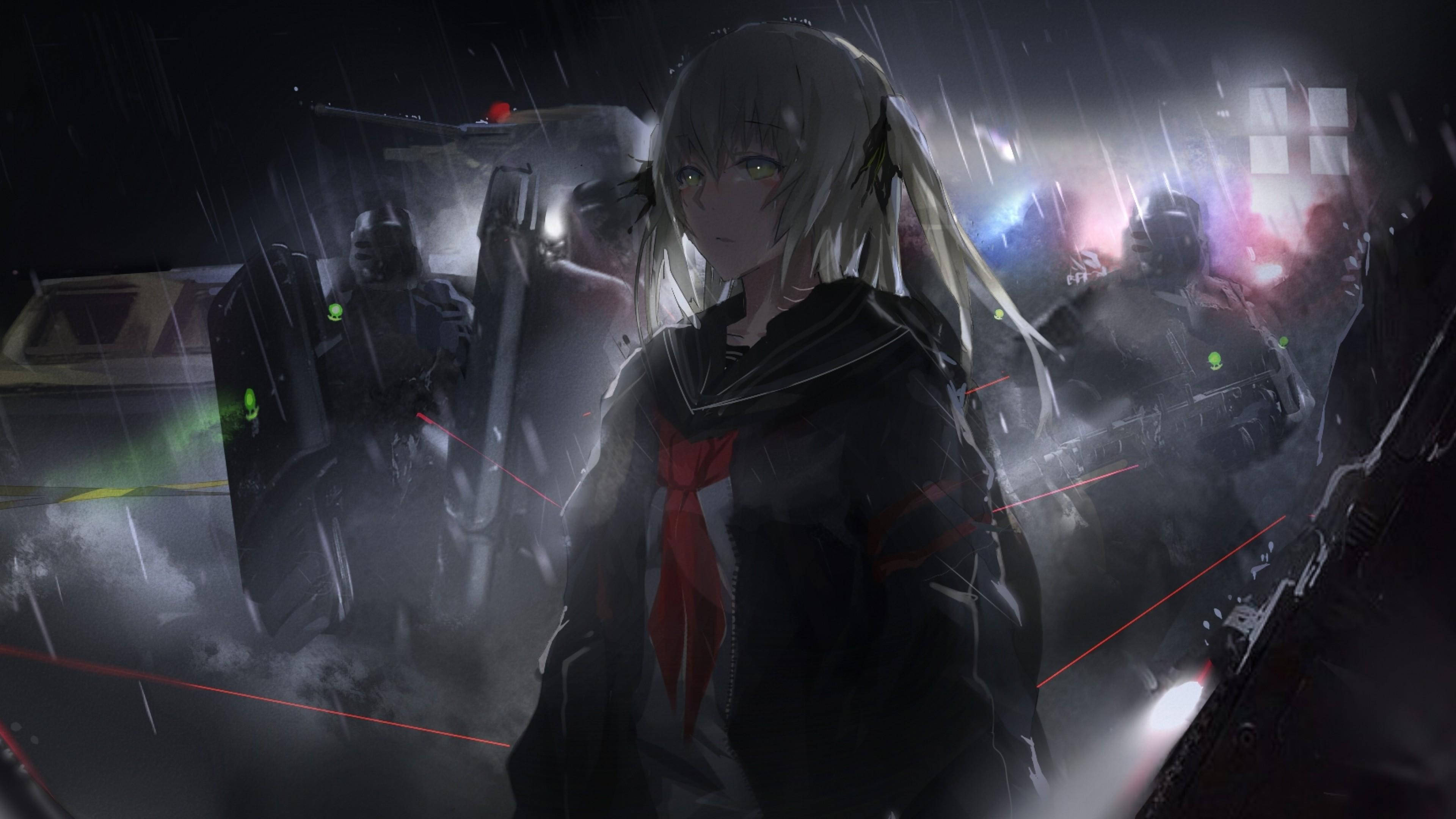 暗めアニメ調の女子高生デスクトップ壁紙 壁紙