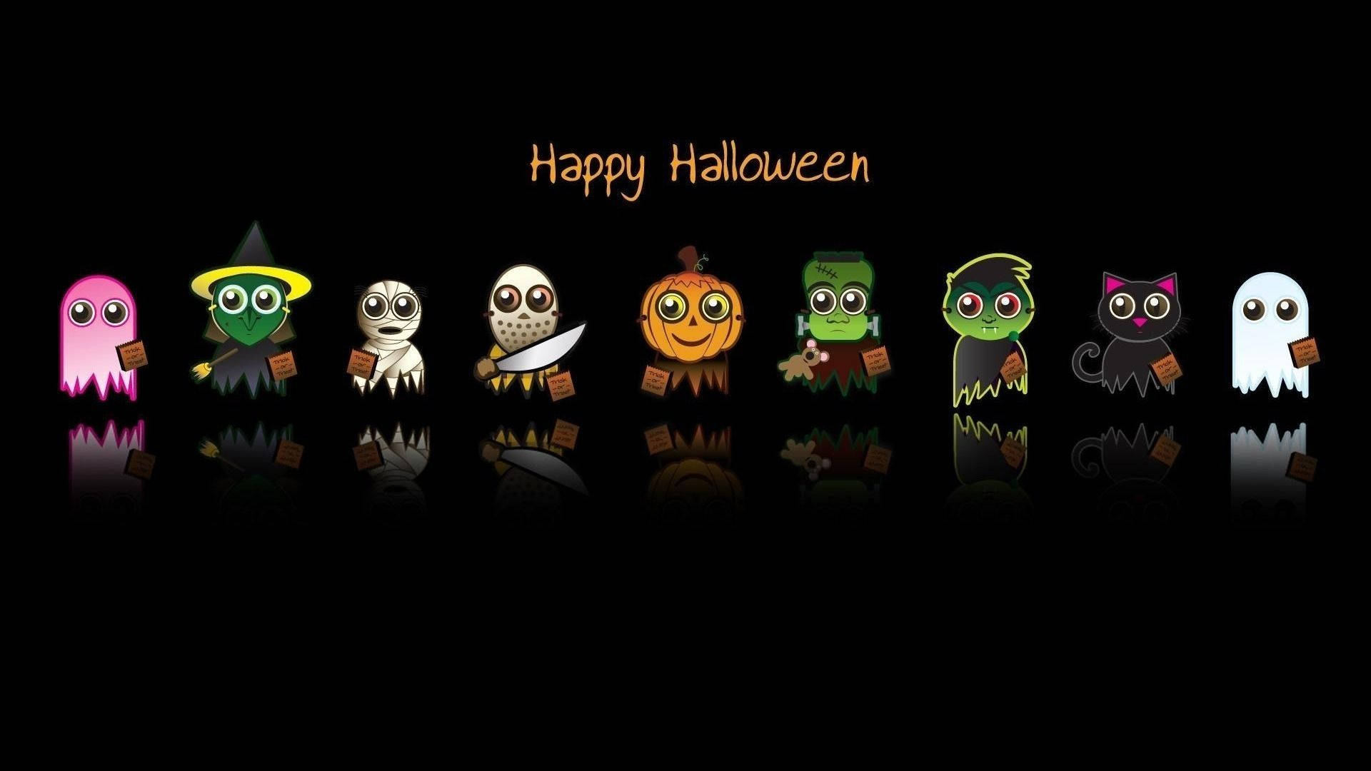 暗闇の中のハロウィンキャラクター 壁紙