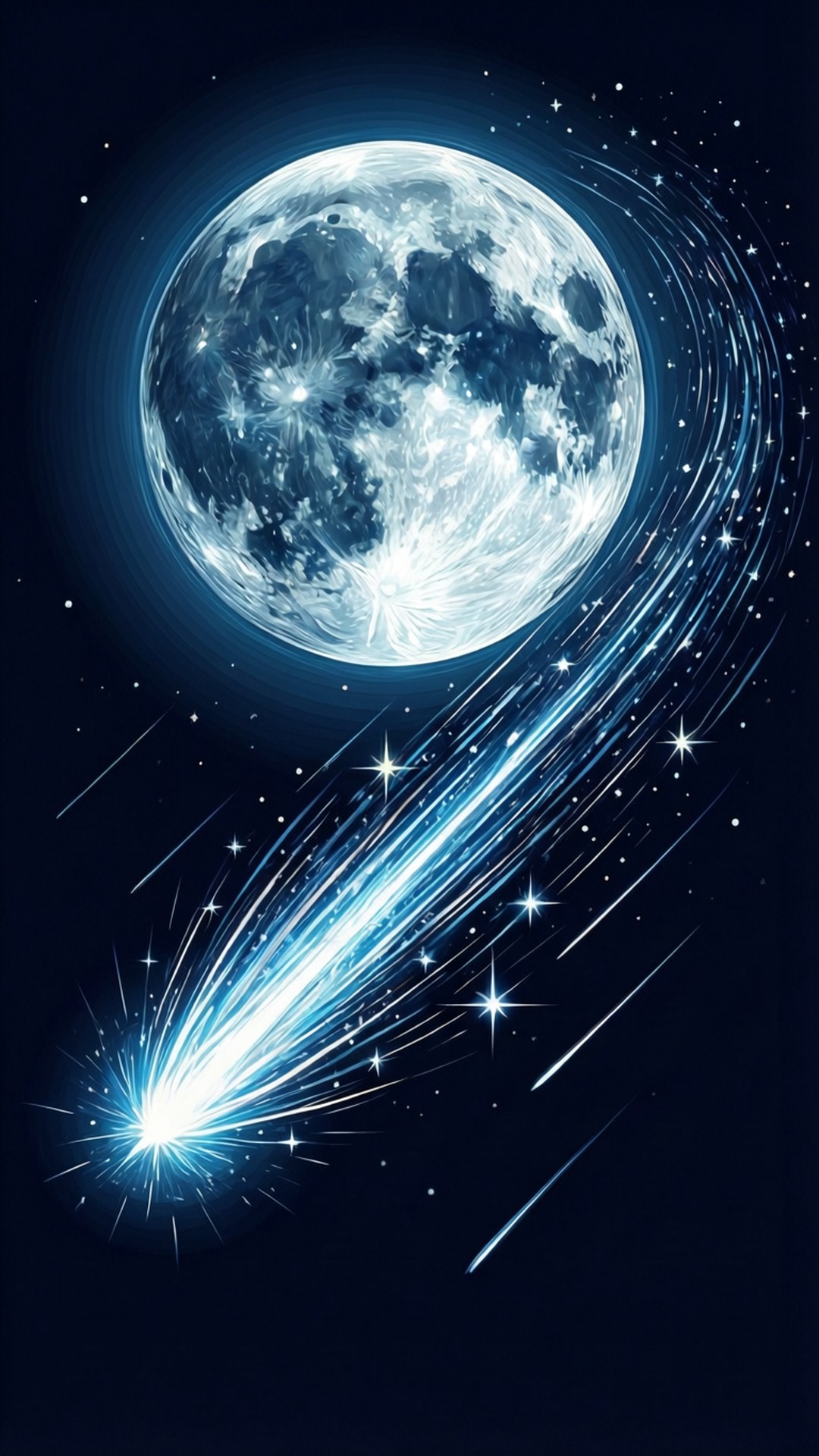 月と流れ星 壁紙