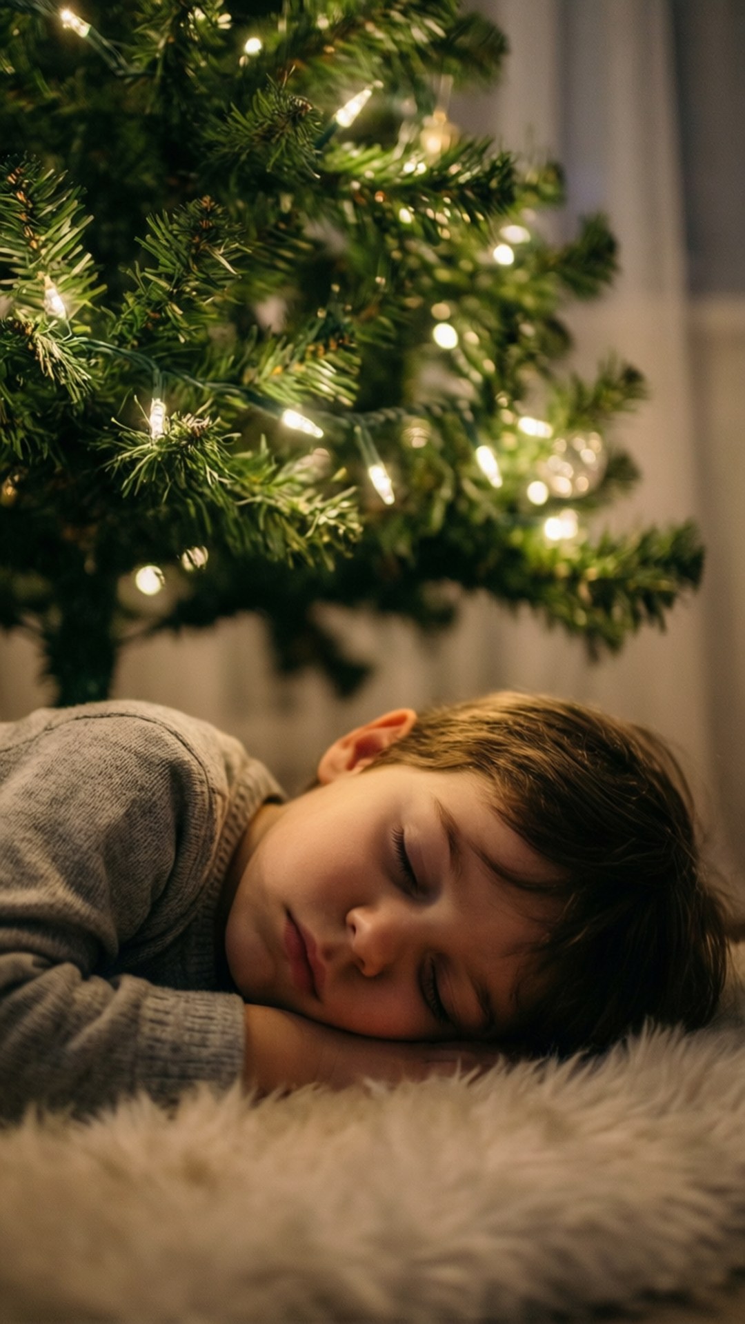 木の下で眠る子供 壁紙
