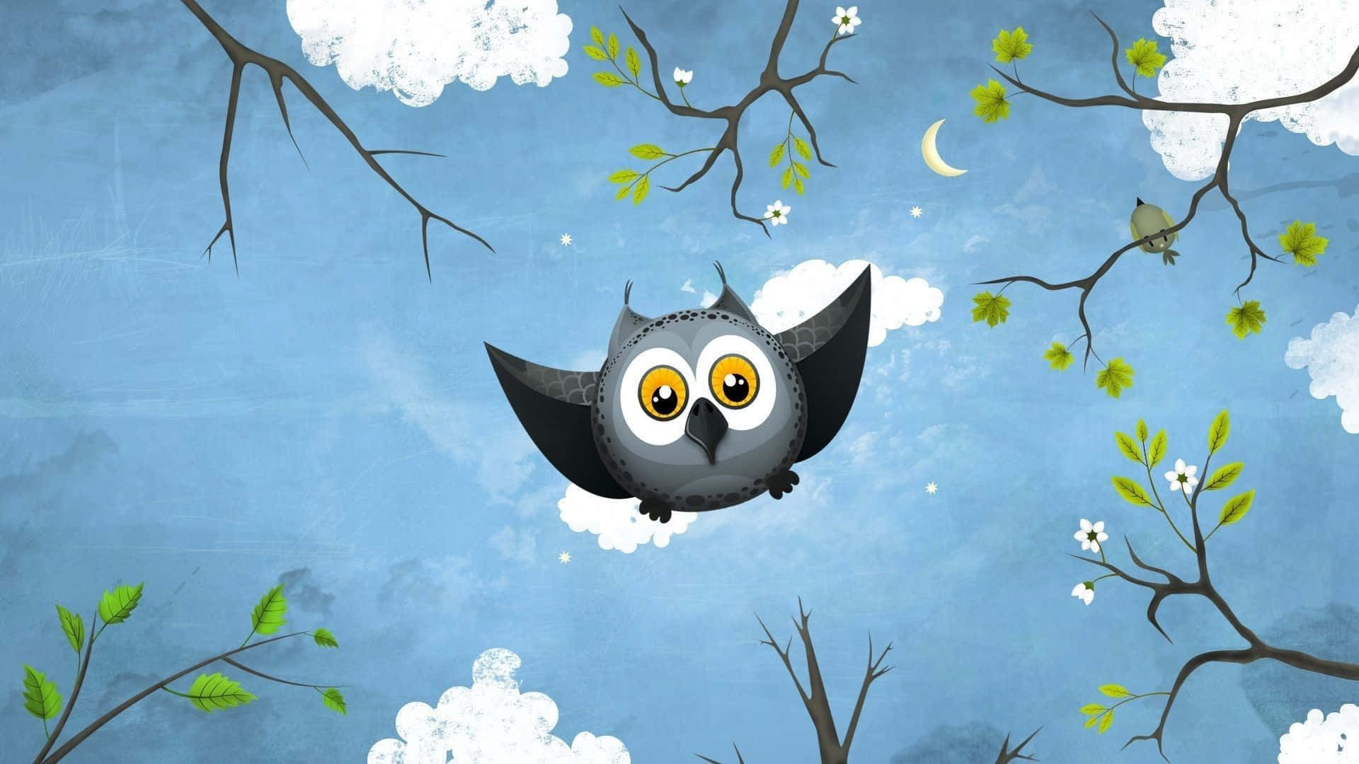 「木の中で眠る愛らしいフクロウ」 壁紙
