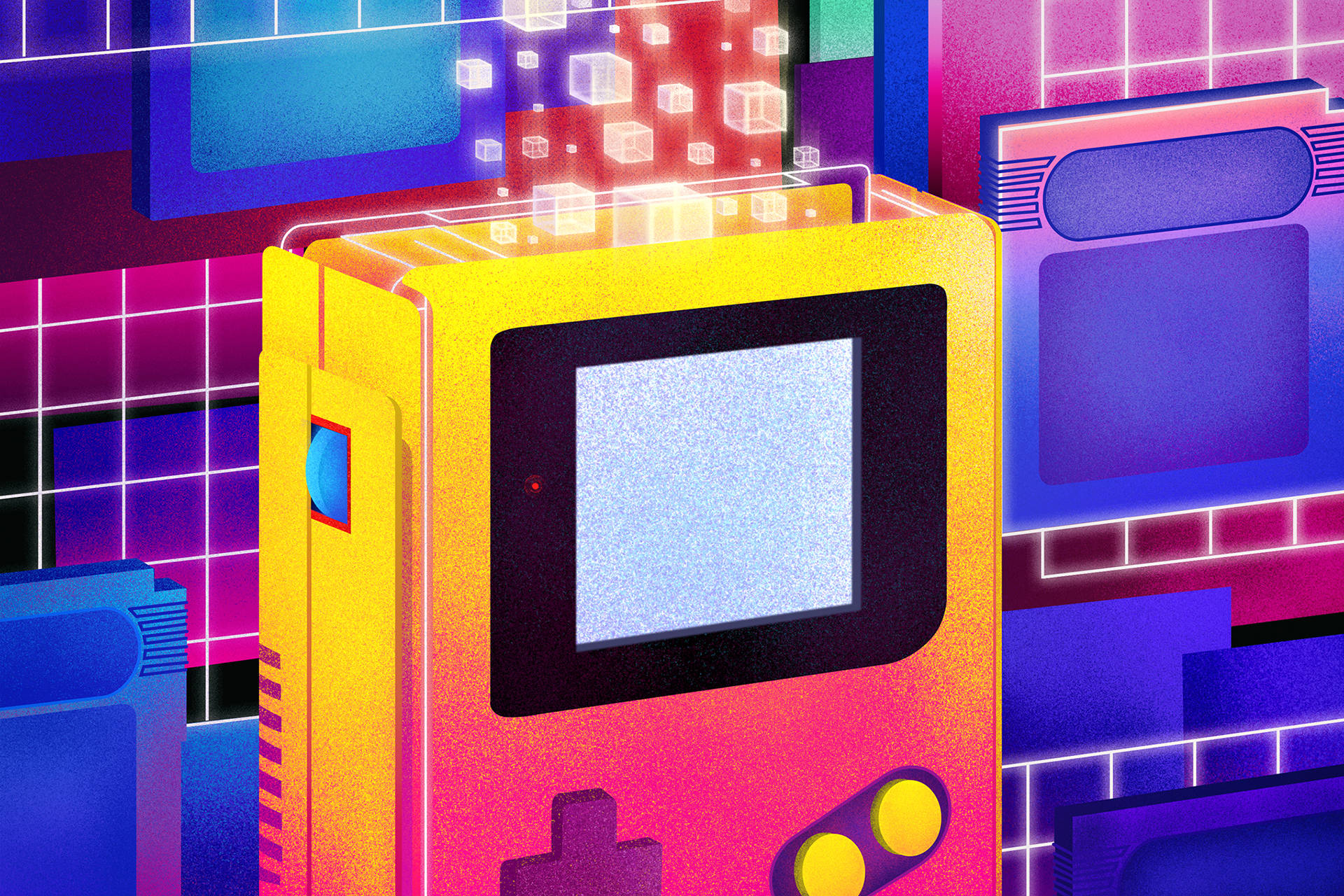未来的なゲームボーイカラーのアート 壁紙