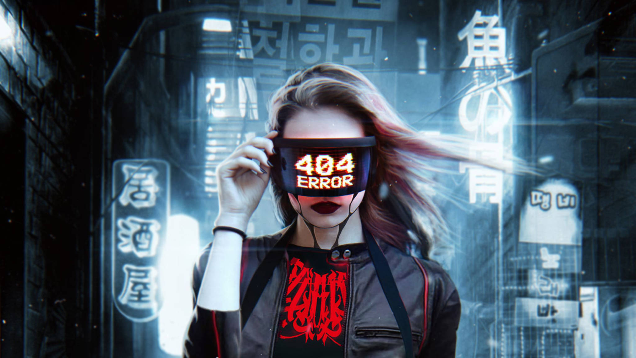 未来的なサイバーパンクの美しいデスクトップ 壁紙