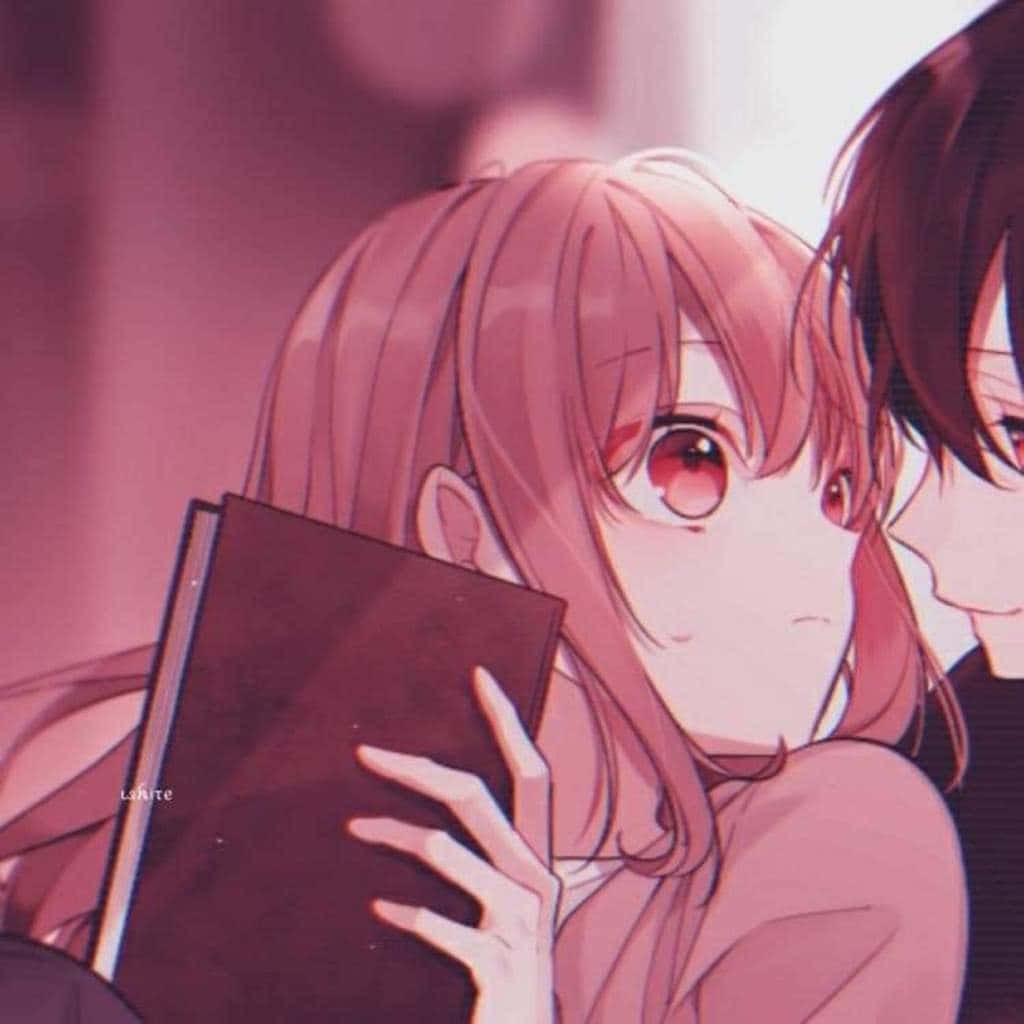 本を持つカップル用プロフィール画像（女の子） 壁紙