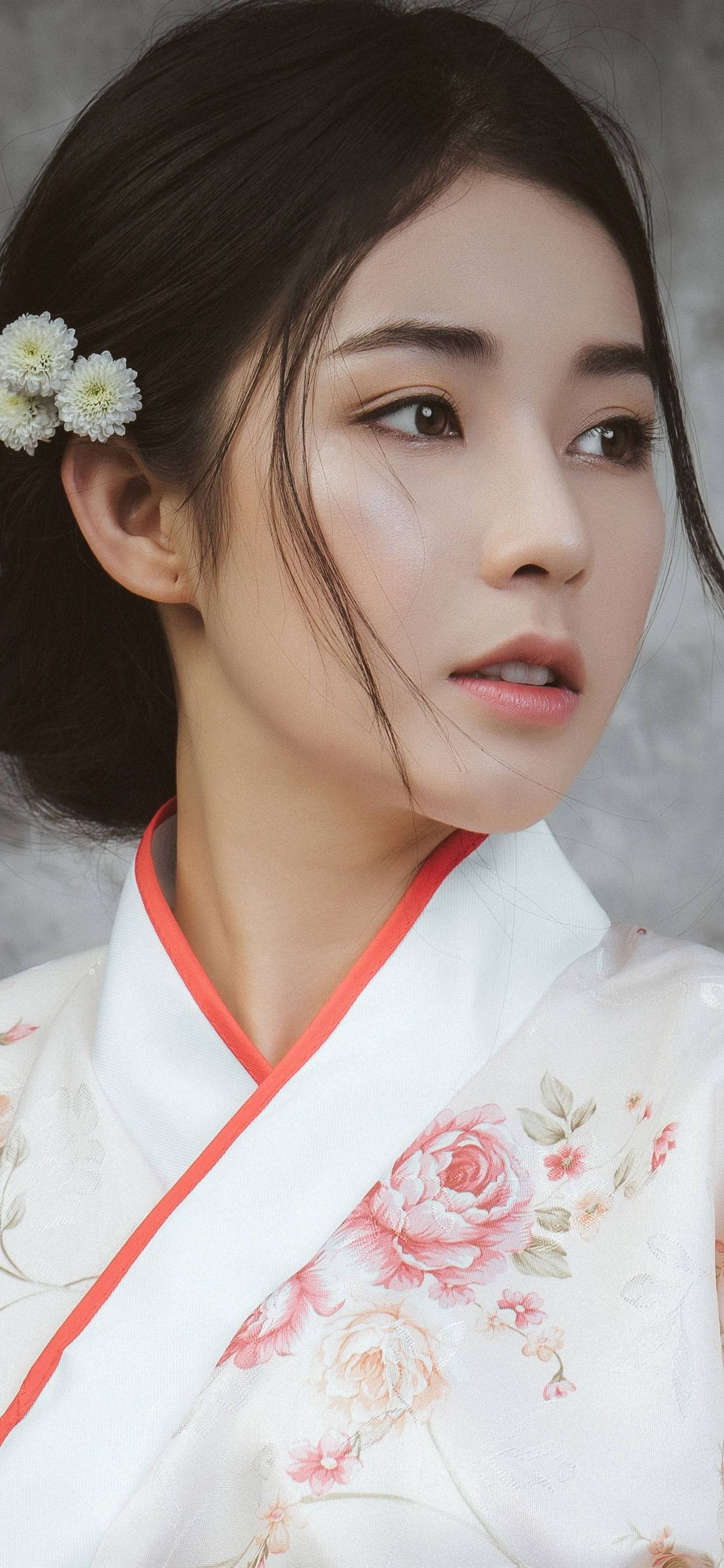 東京 白い着物の少女 壁紙