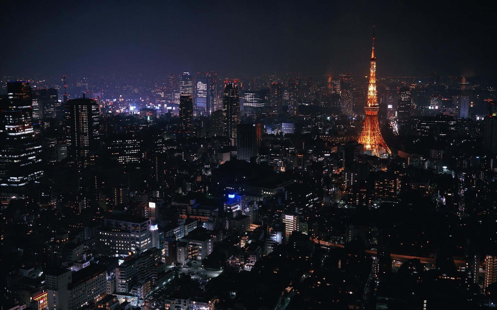 東京の暗めな街並み背景 壁紙