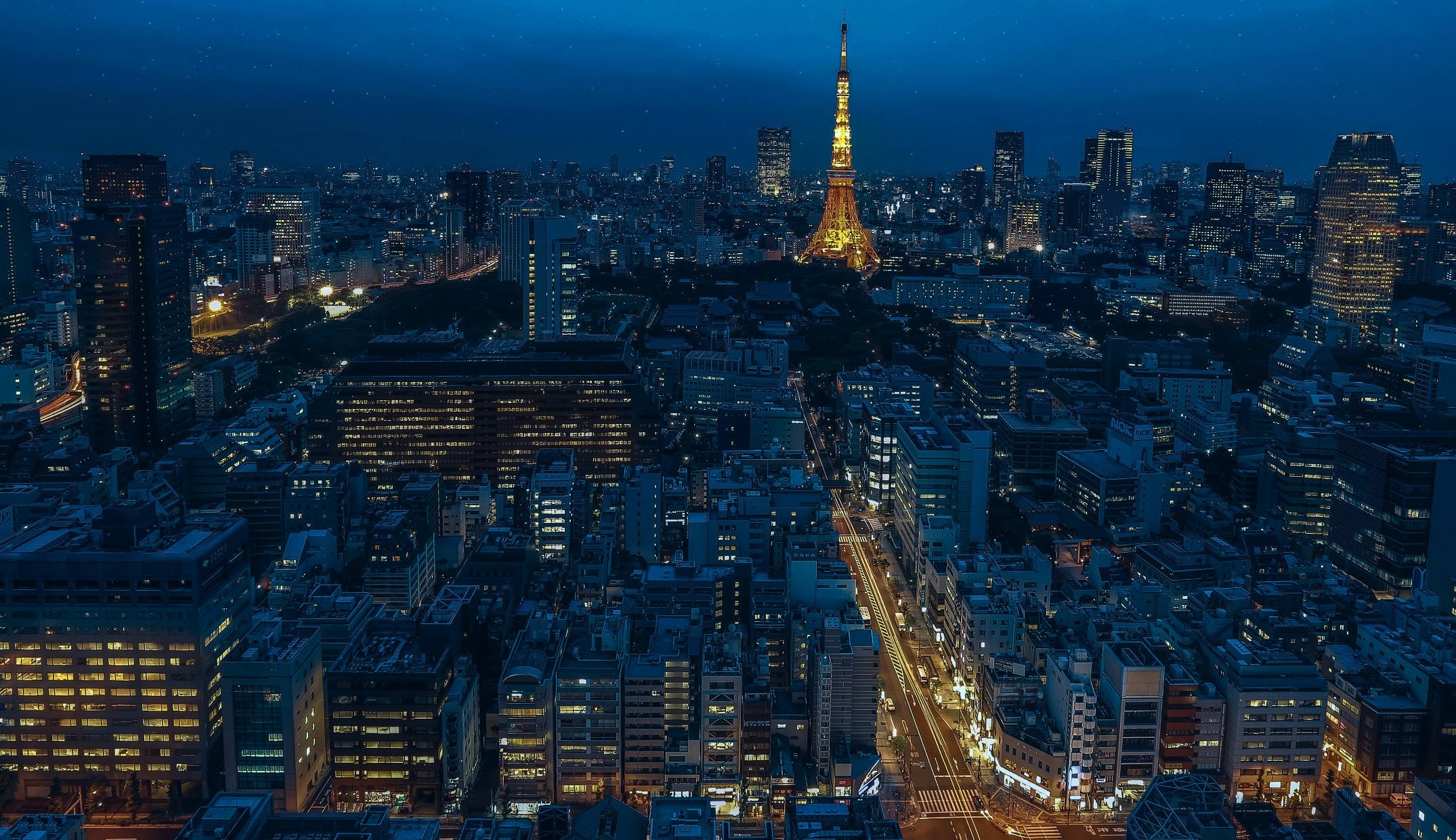 東京タワーの夜景と摩天楼 壁紙