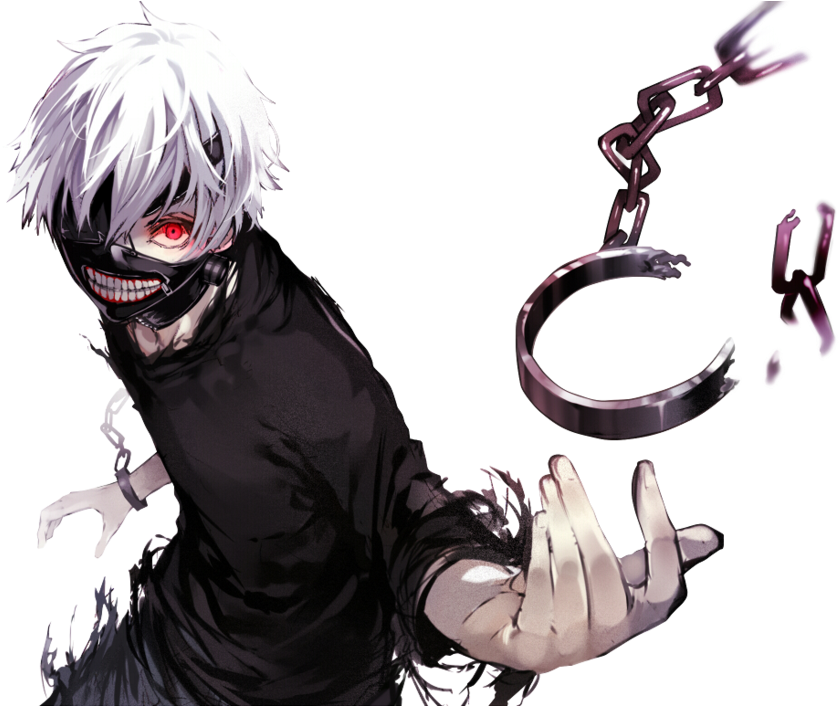 東京喰種 白髪のキャラクターが鎖を断ち切る 壁紙