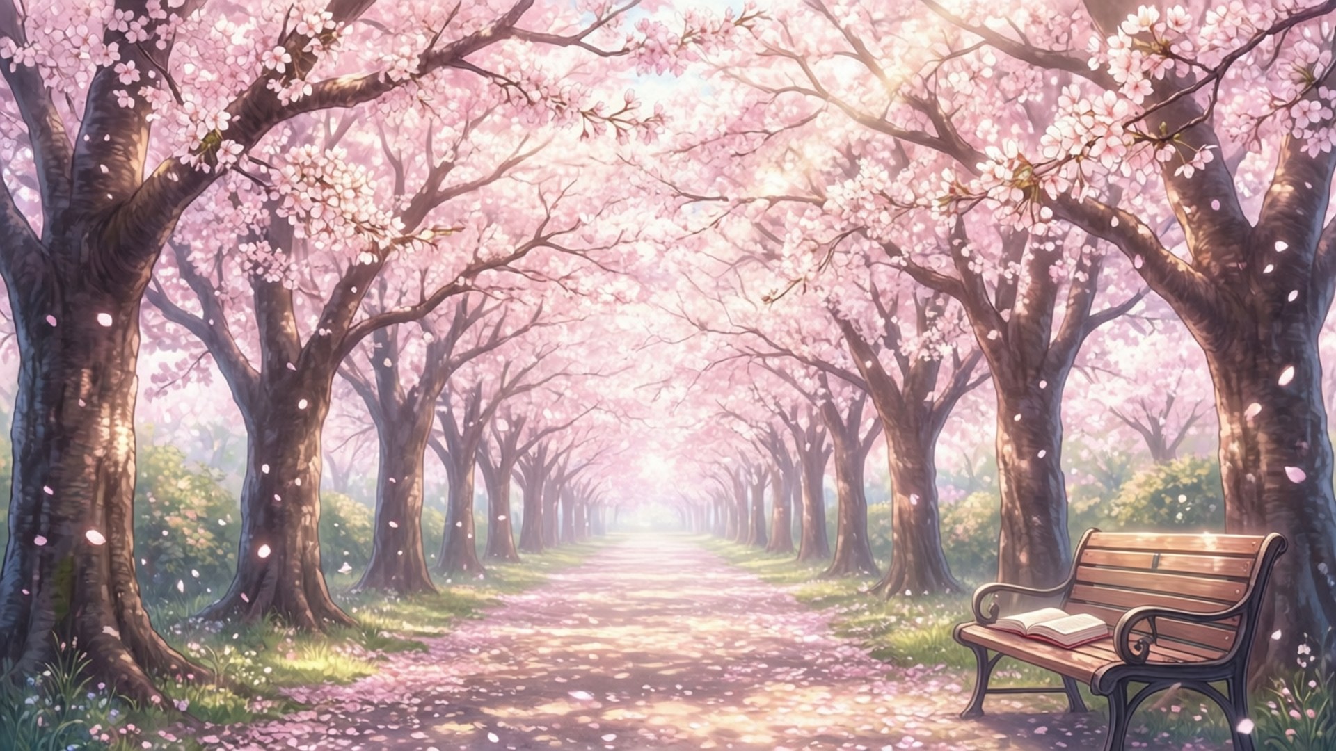 桜の小道 壁紙