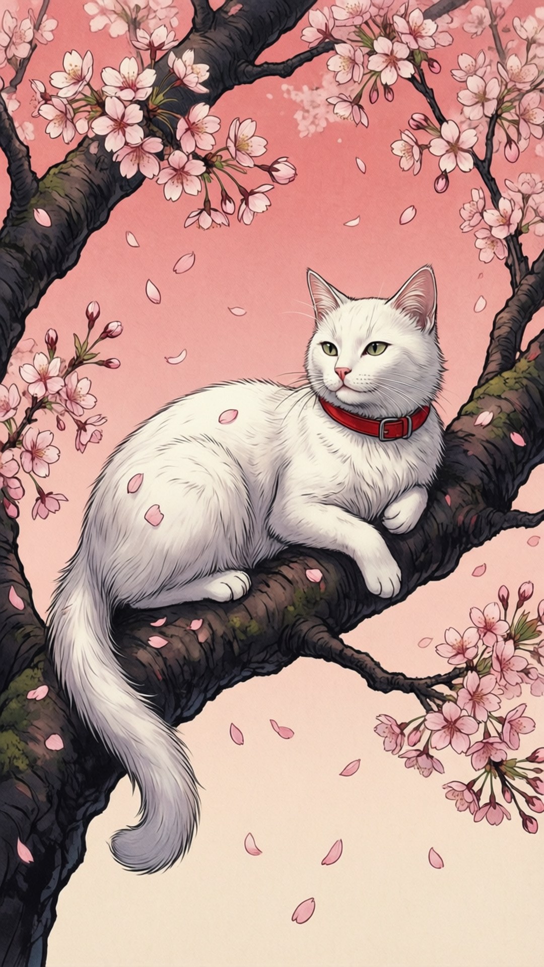 桜の猫 壁紙
