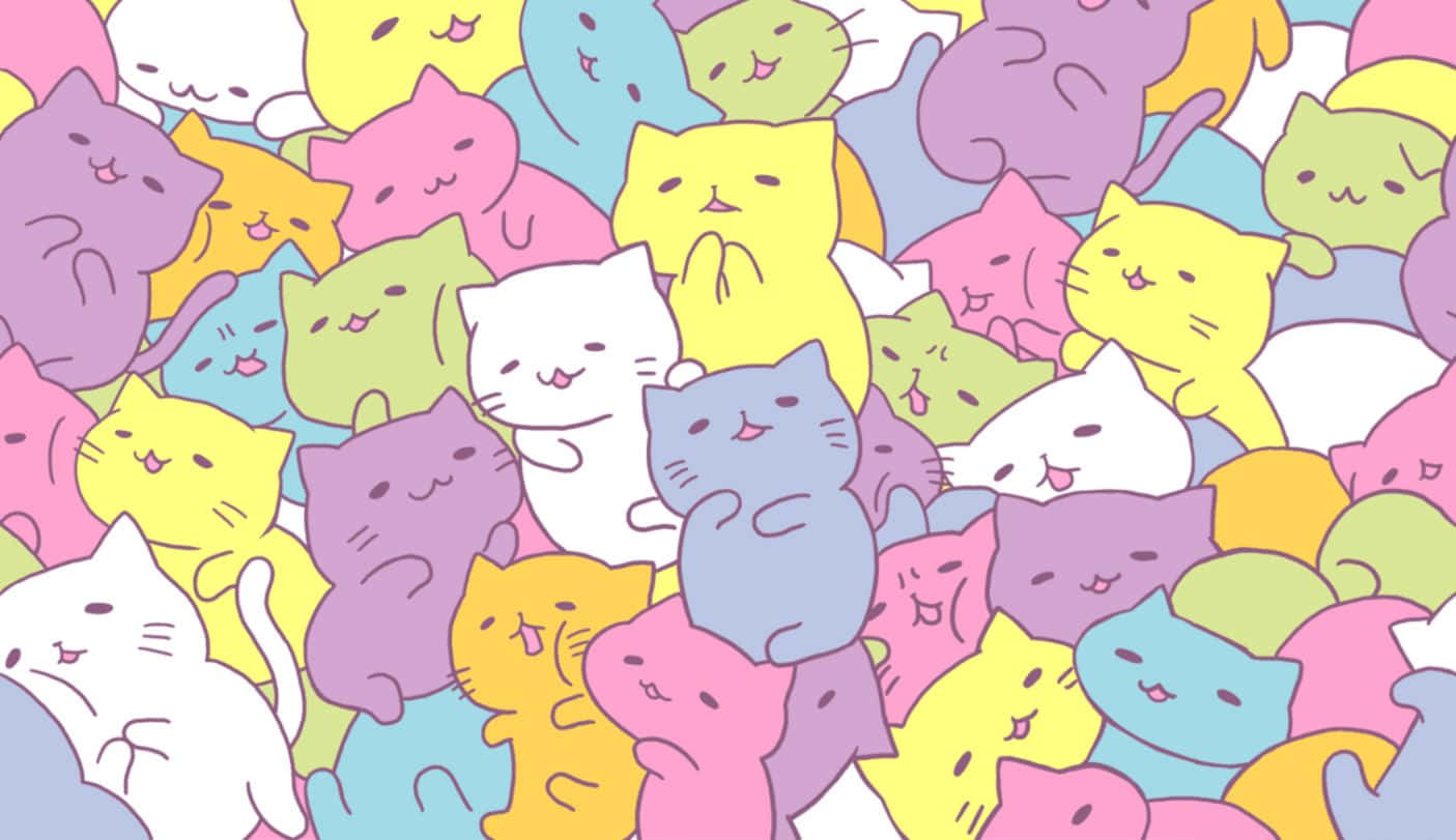 楽しい一日を過ごすための元気いっぱいの可愛い猫柄 壁紙