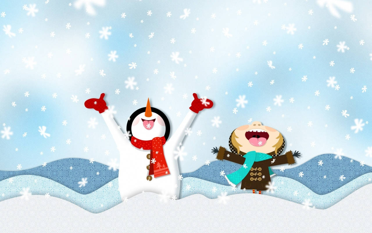 楽しい雪だるまとクリスマスのユーモア 壁紙