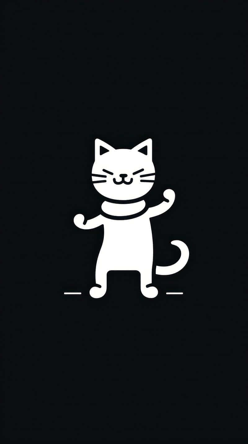 楽しそうに踊る猫のイラスト 壁紙