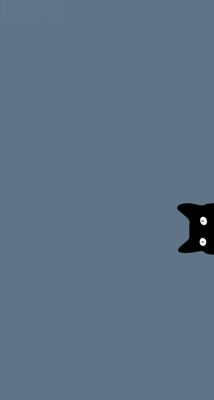 様子をうかがう黒猫のシンプルな壁紙 壁紙