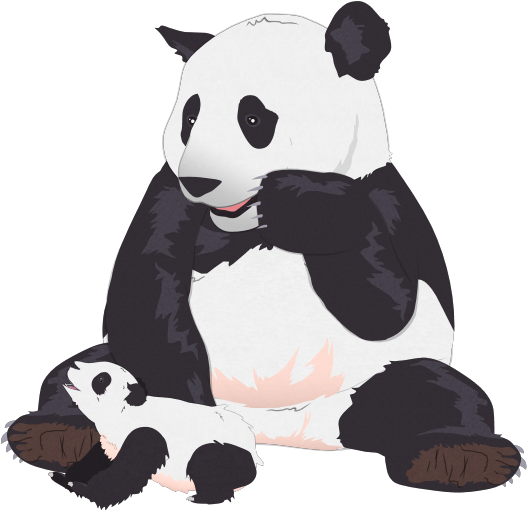母パンダと赤ちゃんパンダの抱き合い 壁紙