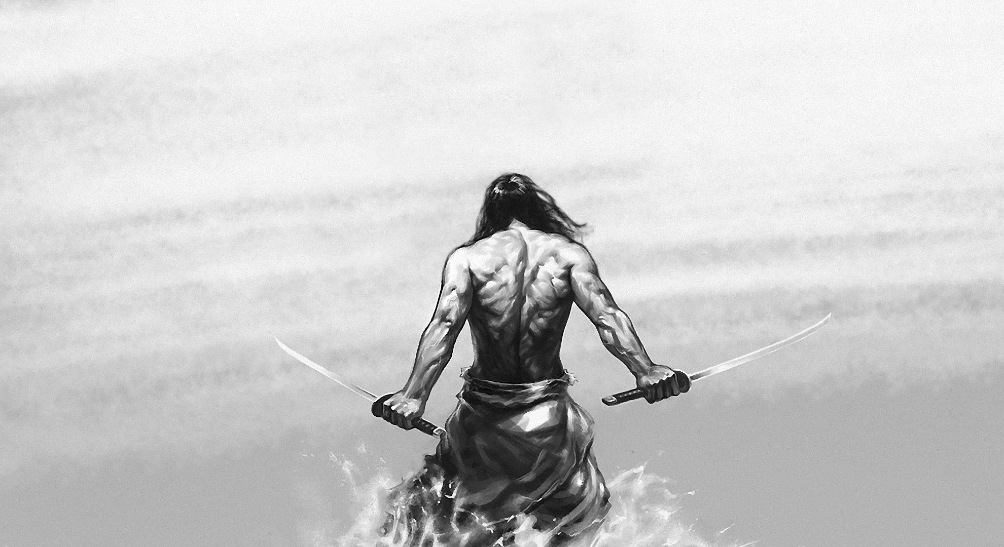 水の上の侍 壁紙