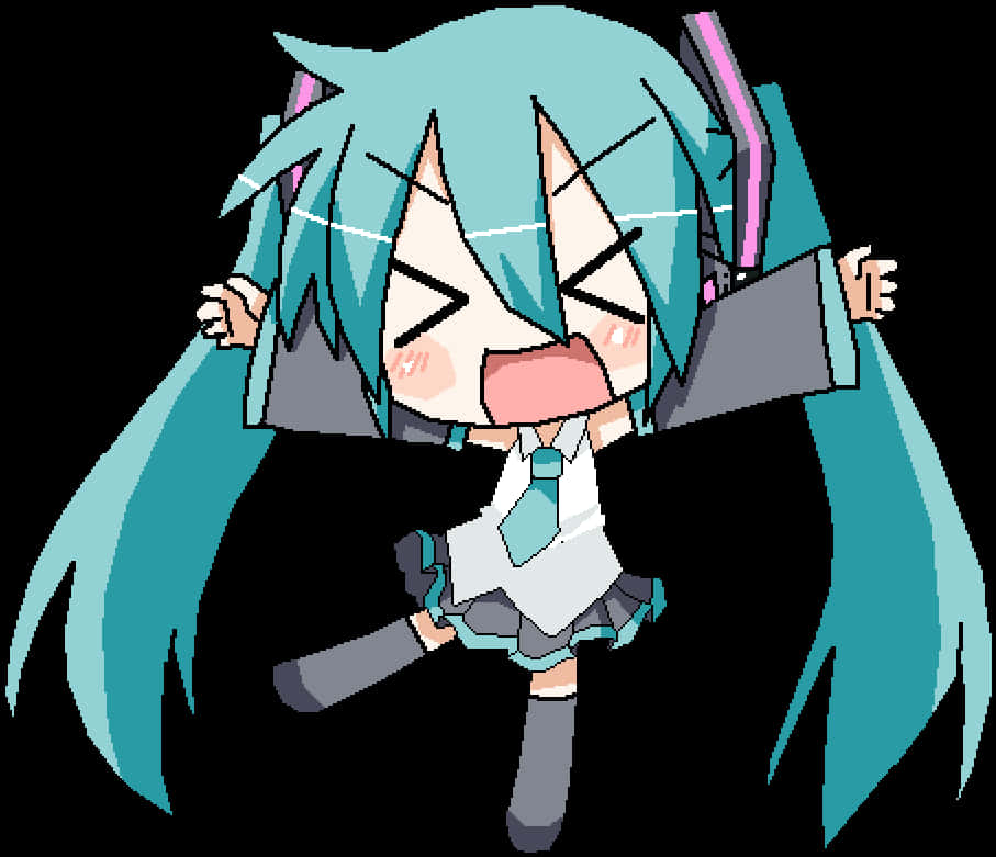 泣いているちび初音ミク 壁紙
